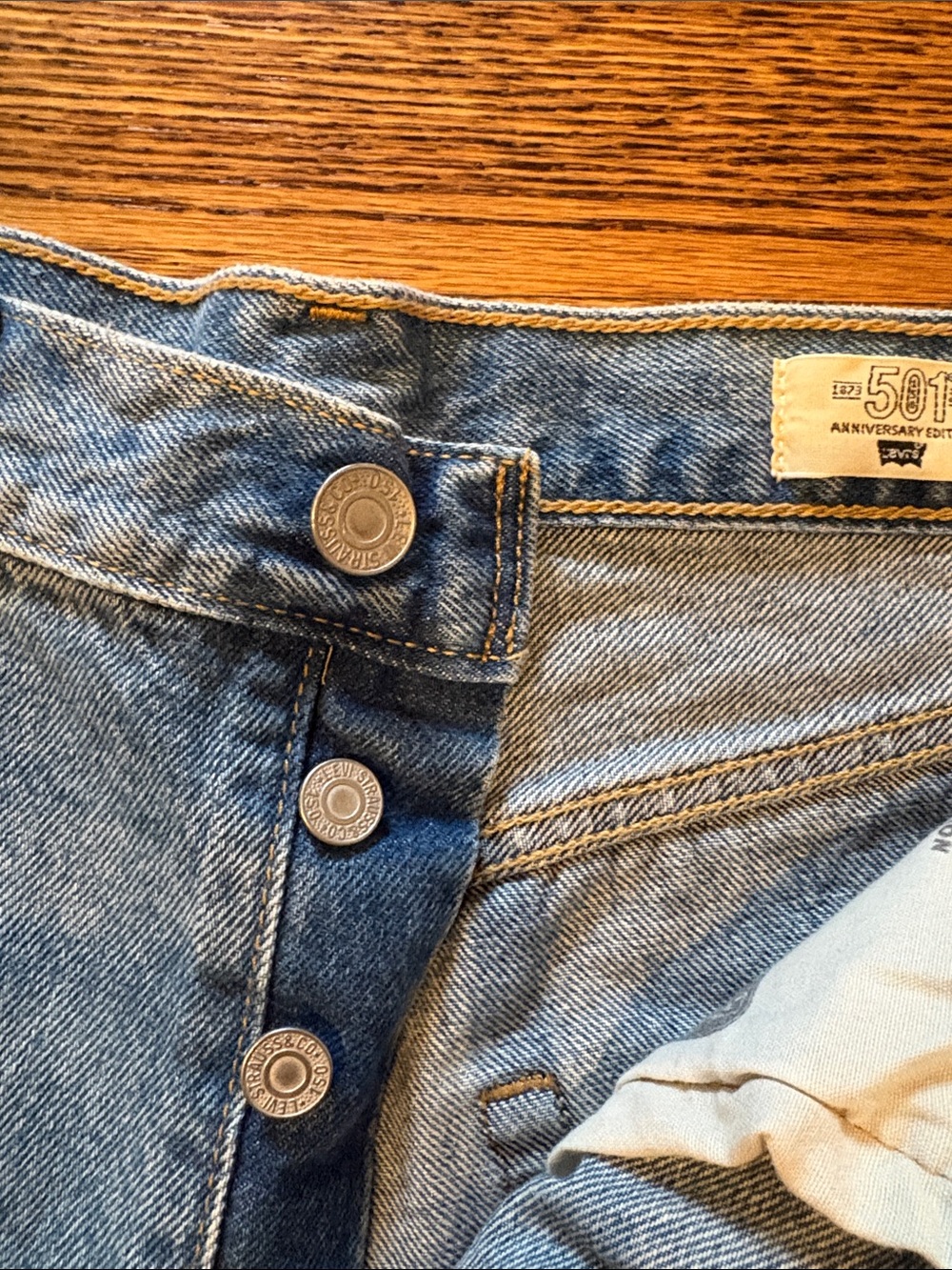 Signature by Levi Strauss Light Blue Denim Shorts with Patchwork Panels - Picture 3 of 4